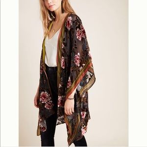 Anthropologie Viola Burnout Velvet Kimono